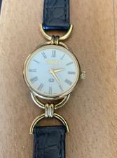 GUCCI 6000L Vintage Ladies Quartz Watch Ivory Dial Swiss Made Original Strap