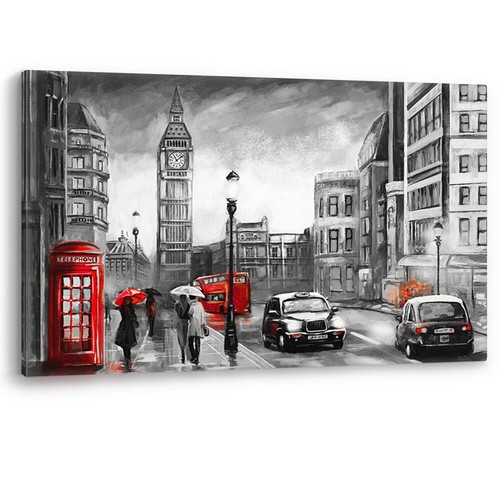 Red telephone box cab painting - red,