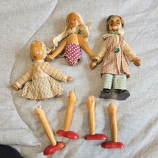 3 x Polish Wooden peg dolls
