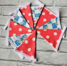 CATH KIDSTON HANDMADE BUNTING 2.1m BLUE CHECK & CORAL SPOT