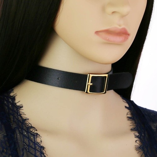 Gothic punk leather choker - leather,
