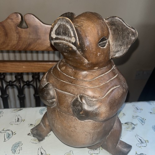 Wooden sleeping pig door stop - pig,