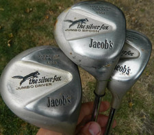 Vintage Jacobs TF6002 Silver Fox Jumbo DRIVER, CLEEK & SPOON Steel Shaft Clubs