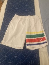 Nike Mens Court Graphic 9 Inch Tennis Shorts White M