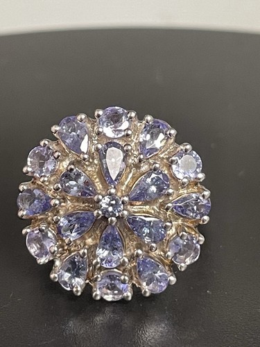 Large tanzanite cluster ring - tanzanite,