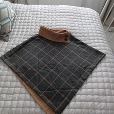 Brand New Grey/Tan tartan style  Handmade Reversible Wool Cape by JustWool  