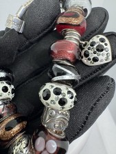 Rhona Sutton Sterling Silver 925 Charm Bracelet with 3 Glass Beads