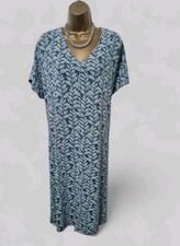 Seasalt Blue Field Poppy Leaf Print Jersey Casual Dress Size 20        #B2