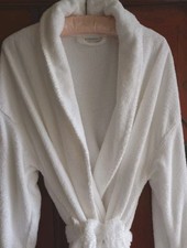White Company Dressing Gown Robe Towelling White Large Unisex Cotton Pockets