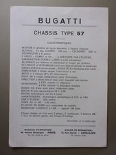 BUGATTI CHASSIS TYPE 57 orig 1939 French Mkt Spec Sheet Leaflet Brochure