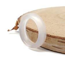 Ring White Agate Band Natural Gemstone Boho Chakra Crystal Metal Free Thumb