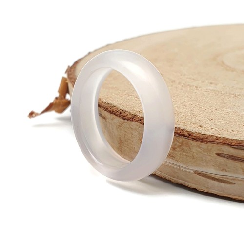 Ring white agate - band, natural