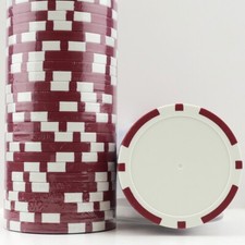 50 x Burgundy 8 Stripe, 14g Clay Blank Recess Custom Poker Chips - END OF LINE