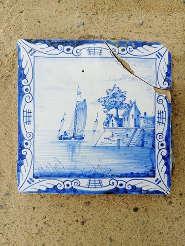 Antique dutch delft harbour - antique,