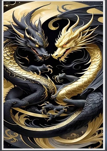 Golden entwined dragons - , 5d