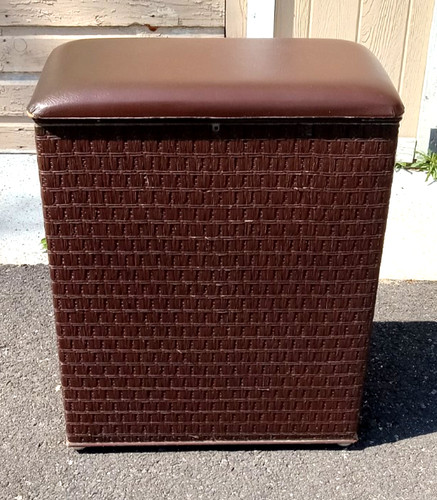 Vintage wicker laundry hamper - vintage,