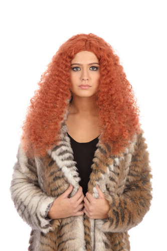 Auburn ladies long frizzy wig - auburn,