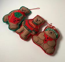 Harrods Christmas Decoration Bundle x 3 VGC London teddy bear hanging festive