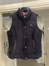 JOULES NAVY BLUE HIGHAM GILET UK 12 ZIP UP FLORAL LINING PADDED BODY WARMER GOOD