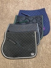 Job lot of  4 quilted GP saddle numnahs various makes Pony size black & navy