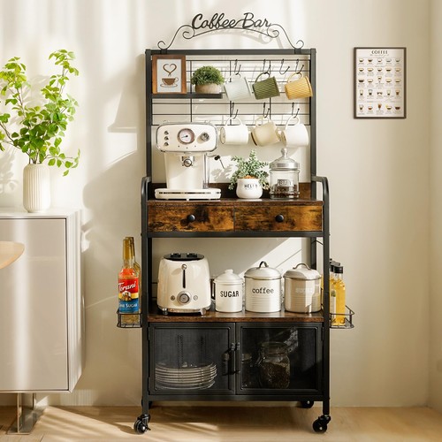 Rolling coffee bar cart with - rolling,