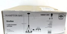 Hampton Bay Mini Chandelier Pendant Black Wagon Wheel Style Adjustable 3-Light
