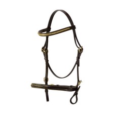 Hy Equestrian In-Hand Bridle With Brass Clencher Browband & Fancy Stitching