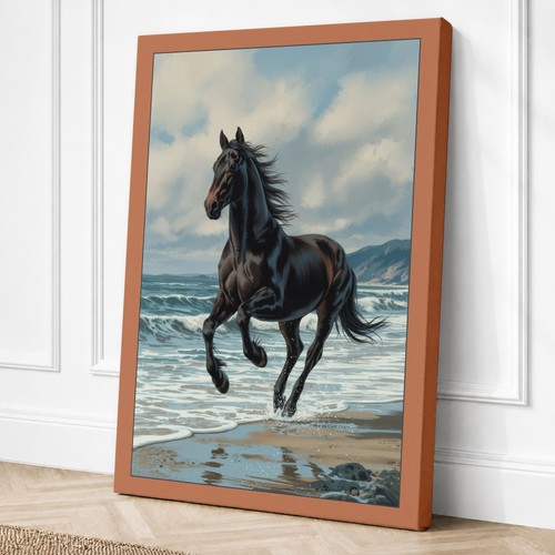Horse gallop coastal canvas - horse,