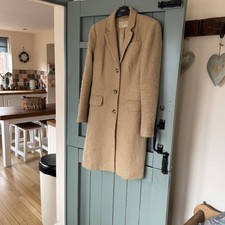 Michael Kors Tan Beige Alpaca/Mohair/Wool Blend Mid Length Coat Size S