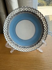 Bavaria Germany Schumann  Reticulated Blue Plate - Lattice 19cm Dia