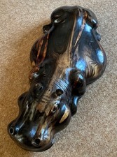 African Artwork: Hand-carved and lacquered Wooden Hippo