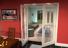 1597mm 1 Lite Shaker White Primed Glazed Internal French Doors