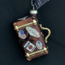 Vintage Travel SUITCASE Novelty Glass Bauble Christmas Tree Ornament