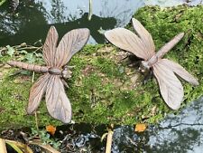 PAIR OF METAL DRAGONFLY POND