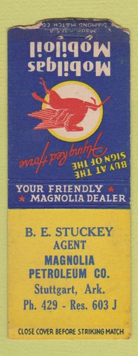 Matchbook cover mobil - matchbook, oil
