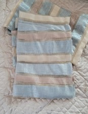 Striped Blue And Beige Texture Curtain Panels 1 Pair Rod Pocket 50" W X 84"L