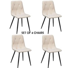 4 Velvet Dining Chairs Beige