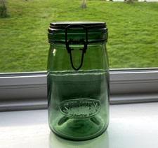 Vintage Solidex french green glass storage/preservation jar - 1 Litre