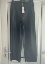 Marks & Spencer Faux Leather Black Trousers Size 10 NEW