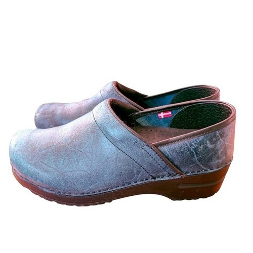 Sanita blue leather clogs - clogs, eu