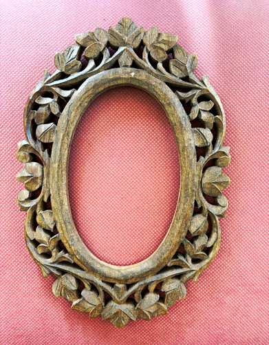 Ornate carved wooden - ornate, oval