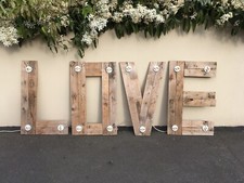 Upcycled Love Light Up Sign Shabby Chic Interior Design Wedding Display Florist