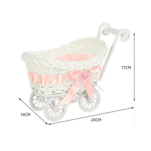 Blue pink baby pram - baby, wicker