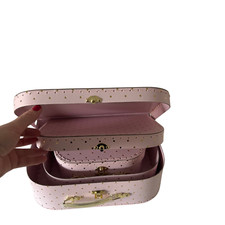 Jewelkeeper Pink Gold Polka Dot Nesting Storage Boxes Set of 3 Suitcase Style
