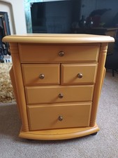 Stylish Winchcombe Wooden Magazine Organiser Table with drawers abd on wheels