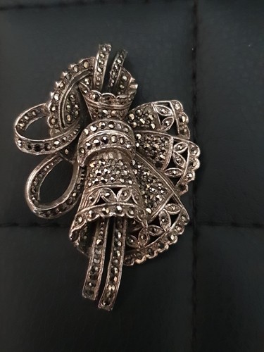 Vintage silver tone marcasite - vintage,