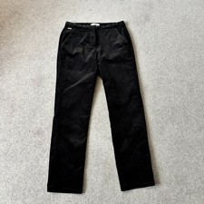M & S Per Una Velvet Trousers Size 10 Black Cotton Rich Slim Leg Christmas VGC
