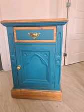 Antique pine gothic revival storage cupboard 