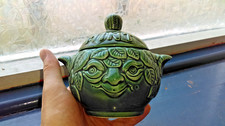 Sadler Mint Face Lidded Pot, Mint Sauce Face Jar, Condiment Pot With Lid