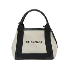 Balenciaga Navy Cabas XS 390346 Women's Canvas,Leather Handbag,Shoulder Bag Blac
